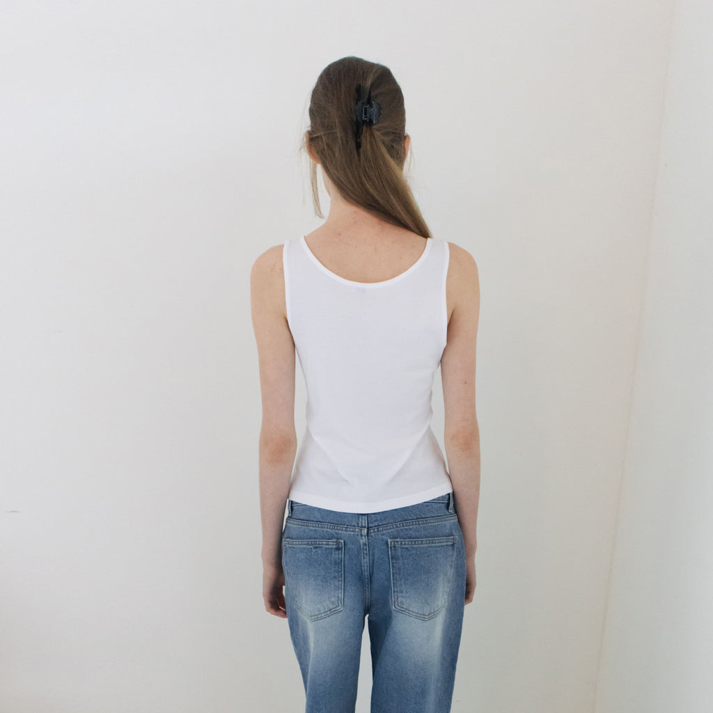 REPOS Cotton Sleeveless T-Shirt (White)