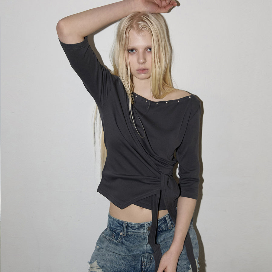 RENSE Stud Tie Top Charcoal