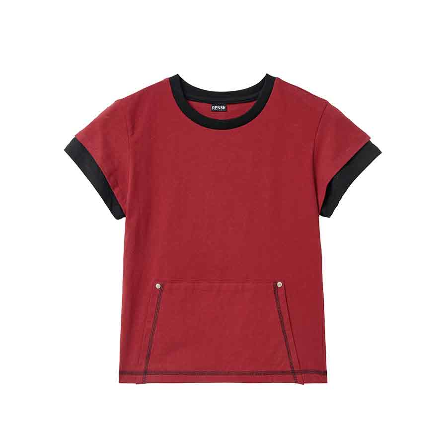 RENSE Stitch Pocket Layered T-Shirt Red