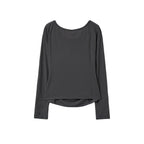 RENSE Side Shirring Draped Tee Charcoal