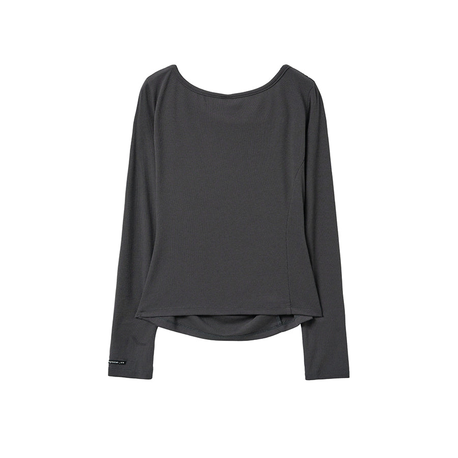 RENSE Side Shirring Draped Tee Charcoal