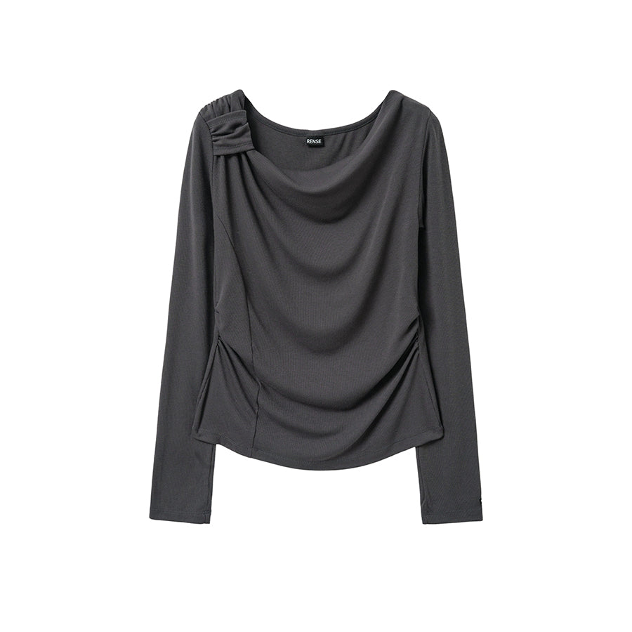 RENSE Side Shirring Draped Tee Charcoal