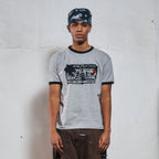 THEVINYLHOUSE COWBOY PICTOGRAM RINGER TEE GREY