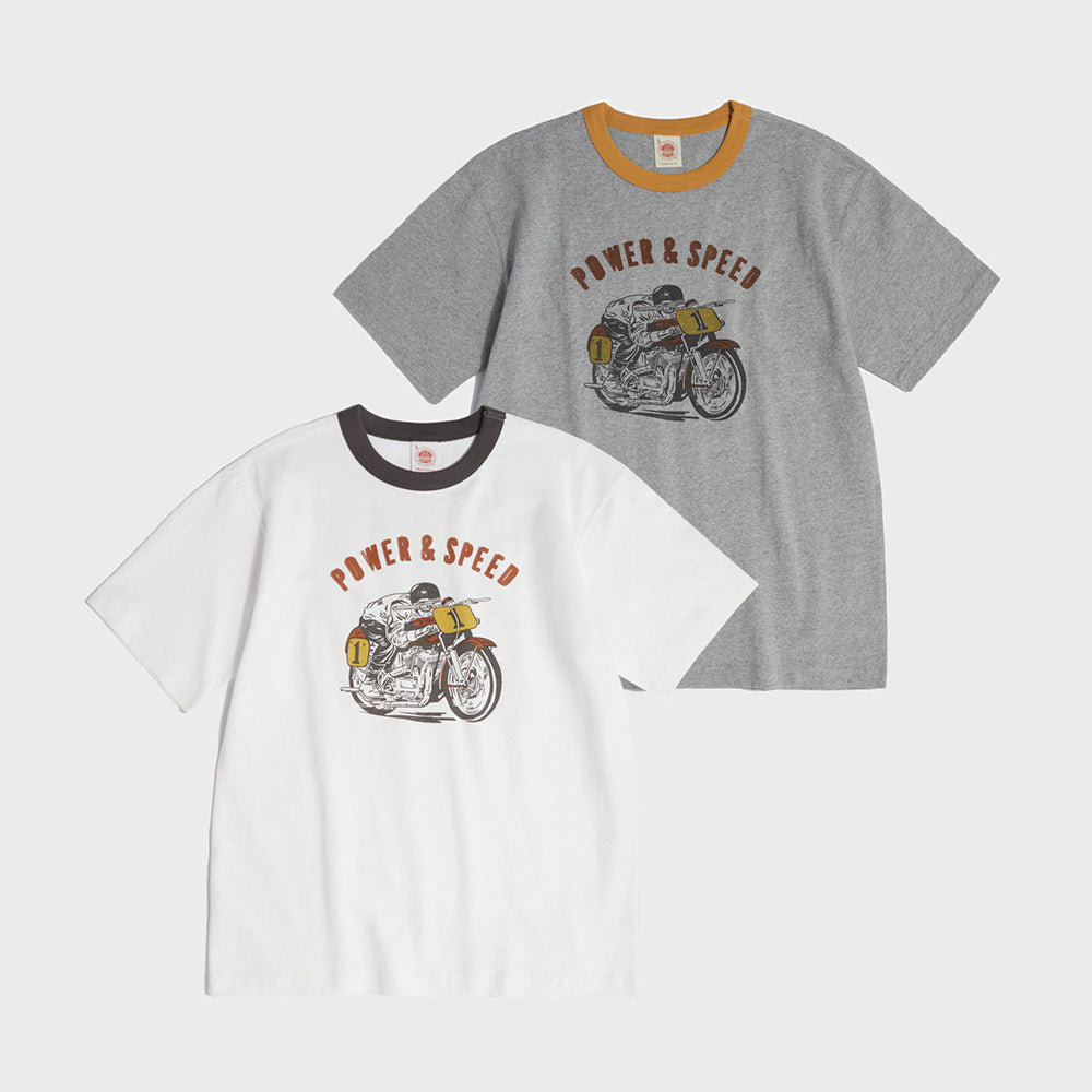 BRONSON Retro Motorcycle Graphic Tee Grey