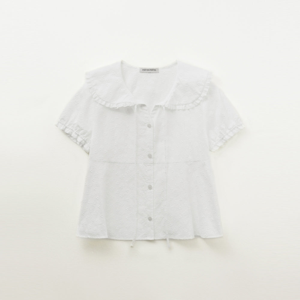PEEVES PEEVES Vented Peter Pan Collar Blouse / White
