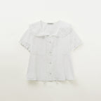 PEEVES PEEVES Vented Peter Pan Collar Blouse / White