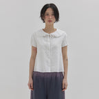 PEEVES PEEVES Vented Peter Pan Collar Blouse / White