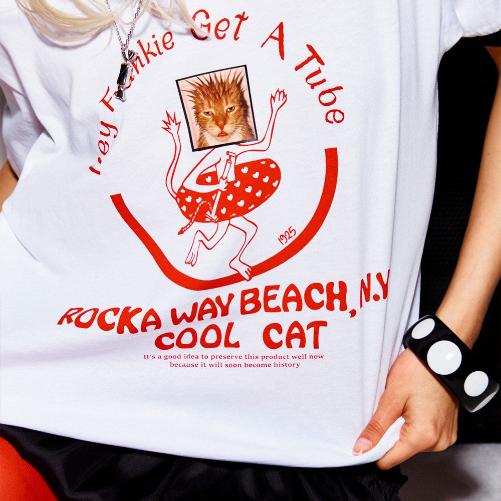 HIGHTIDE FRANKIE Cool Cat Ringer Tee Black
