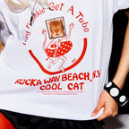 HIGHTIDE FRANKIE Cool Cat Ringer Tee Black