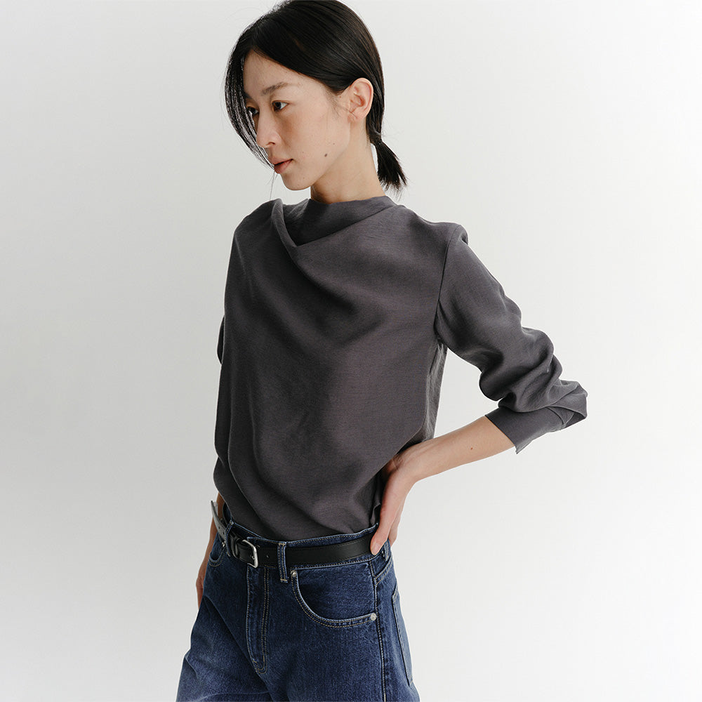 EAAH MEG COWL NECK BLOUSE (CHARCOAL)