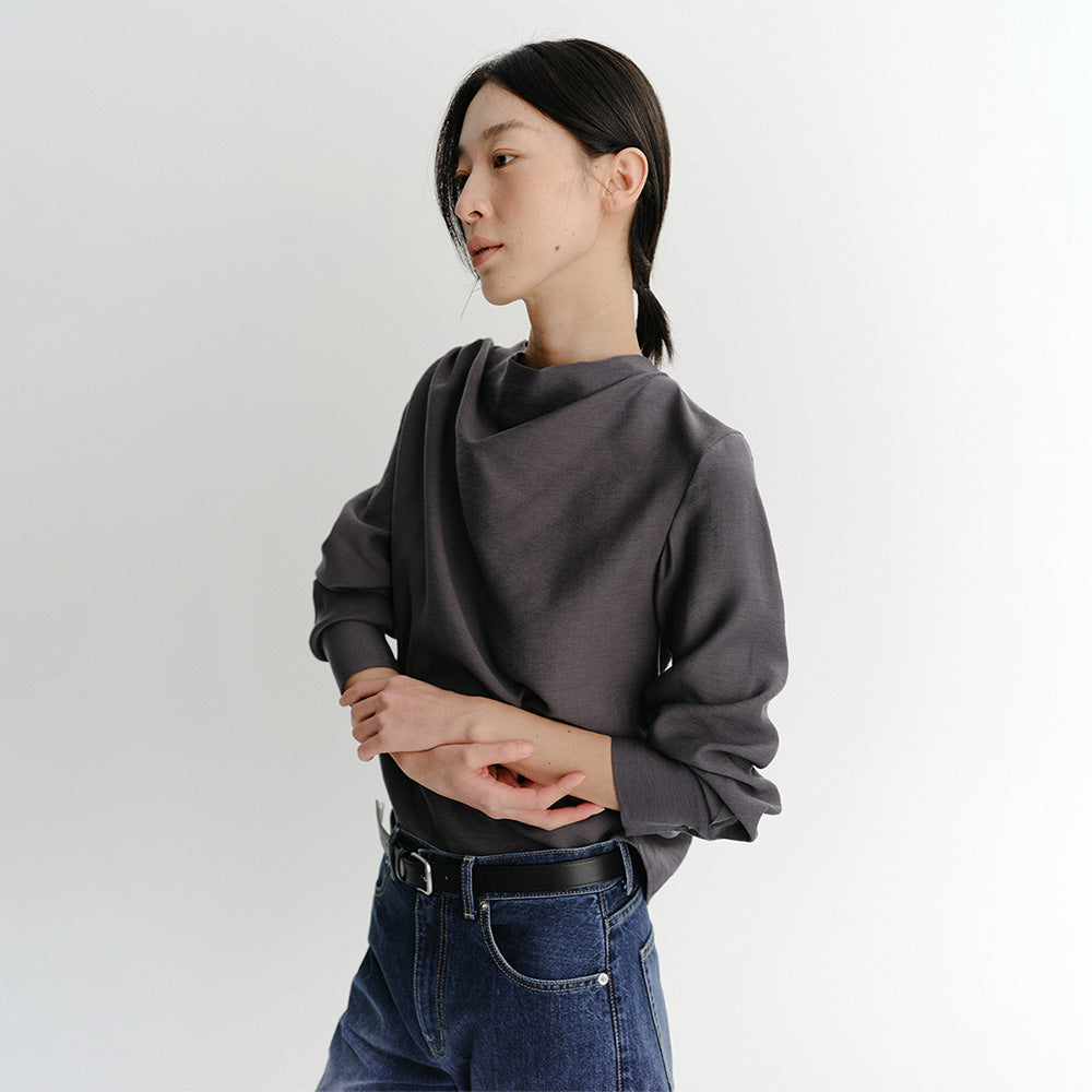 EAAH MEG COWL NECK BLOUSE (CHARCOAL)
