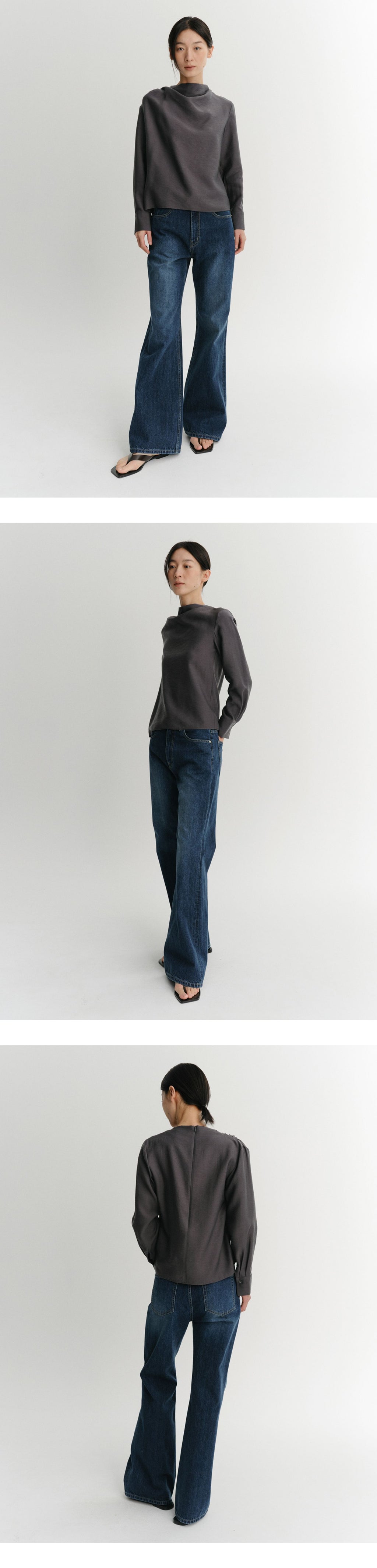 EAAH MEG COWL NECK BLOUSE (CHARCOAL)