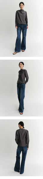 EAAH MEG COWL NECK BLOUSE (CHARCOAL)