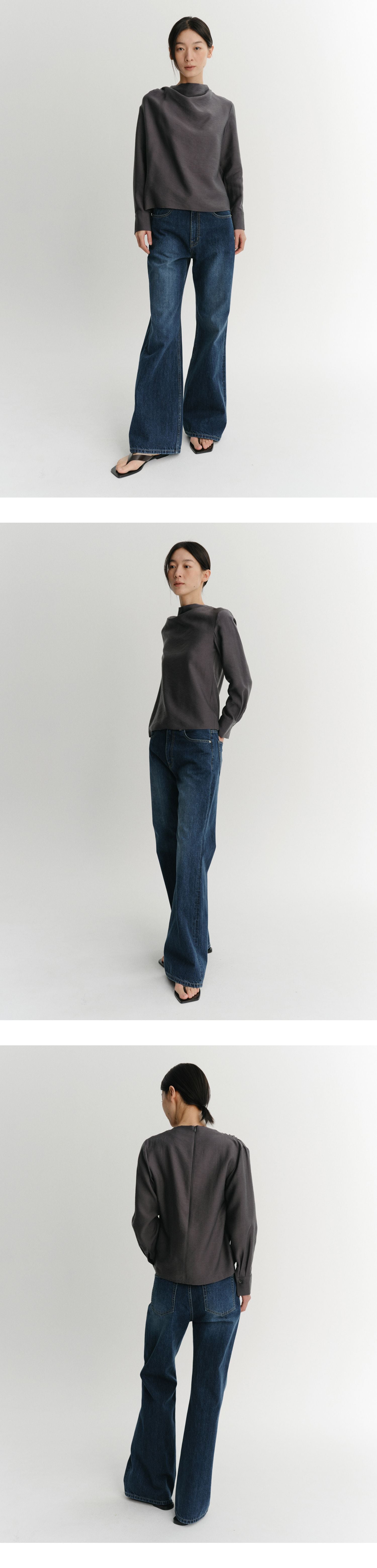 EAAH MEG COWL NECK BLOUSE (CHARCOAL)