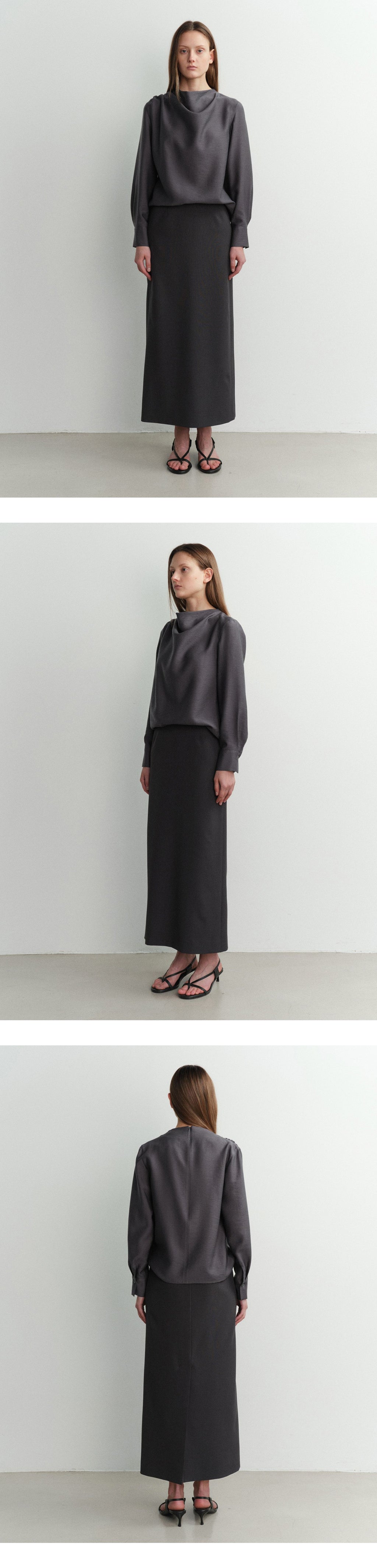 EAAH MEG COWL NECK BLOUSE (CHARCOAL)