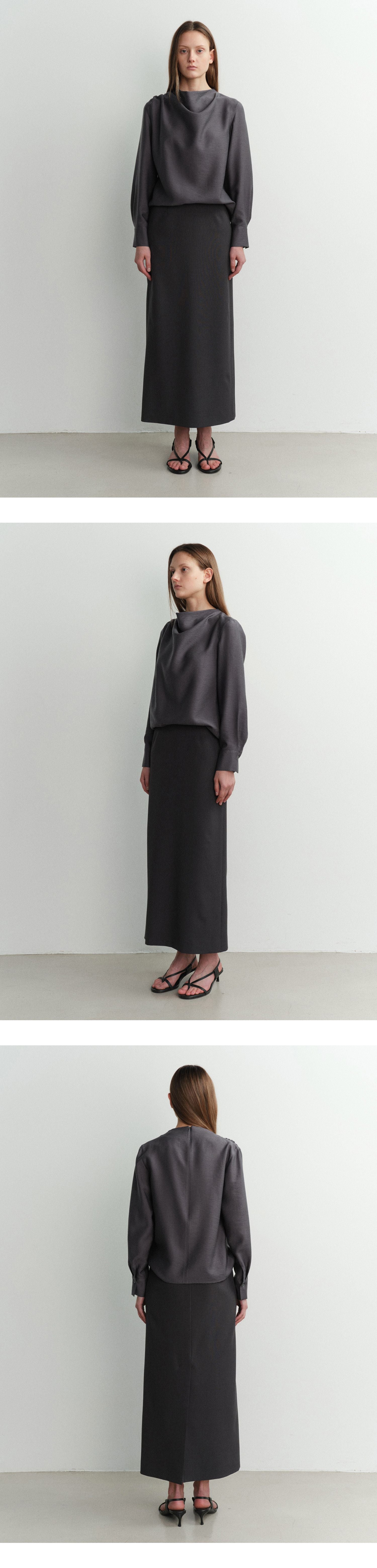 EAAH MEG COWL NECK BLOUSE (CHARCOAL)