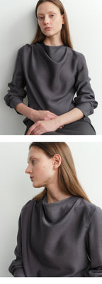 EAAH MEG COWL NECK BLOUSE (CHARCOAL)