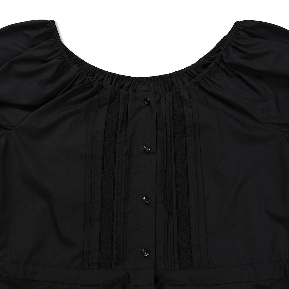 MICHIKO LONDON KOSHINO Puff Sleeve Lace Blouse Black