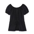 MICHIKO LONDON KOSHINO Puff Sleeve Lace Blouse Black