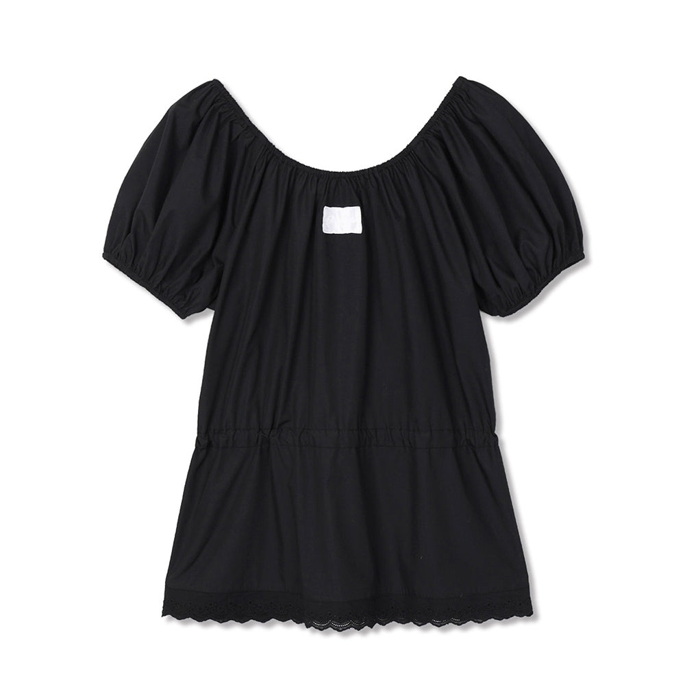 MICHIKO LONDON KOSHINO Puff Sleeve Lace Blouse Black