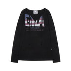 GILA ARCHIVE USA LOGO V NECK LONG SLEEVE_BLACK