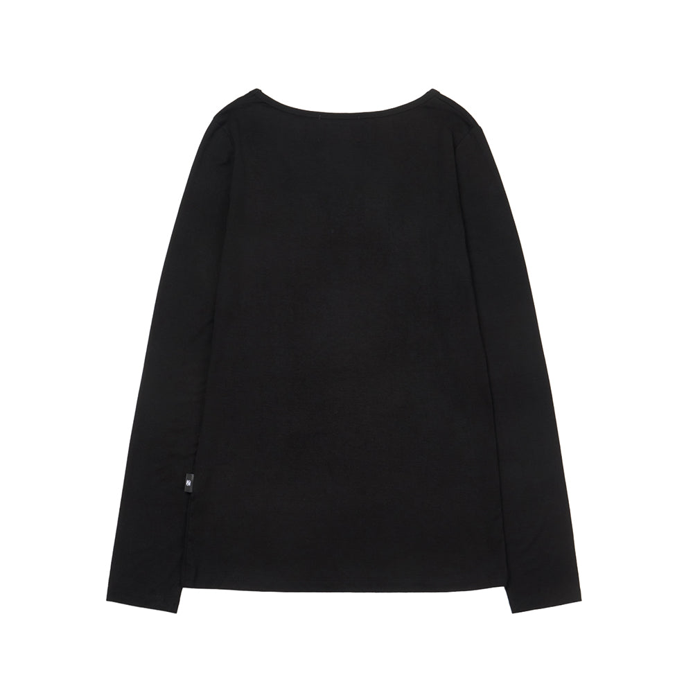 GILA ARCHIVE USA LOGO V NECK LONG SLEEVE_BLACK