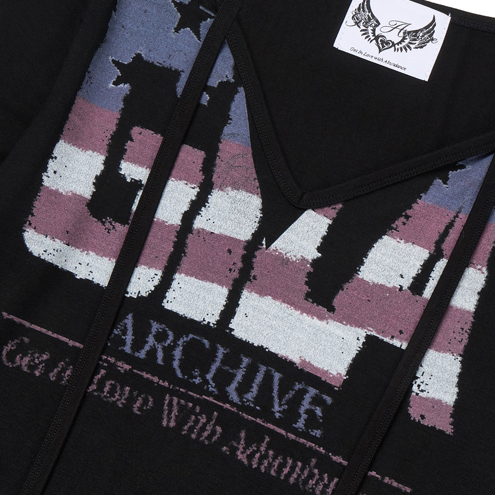 GILA ARCHIVE USA LOGO V NECK LONG SLEEVE_BLACK
