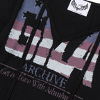 GILA ARCHIVE USA LOGO V NECK LONG SLEEVE_BLACK