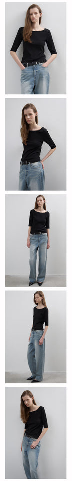NOEUD Archive Boatneck Tee(Black)