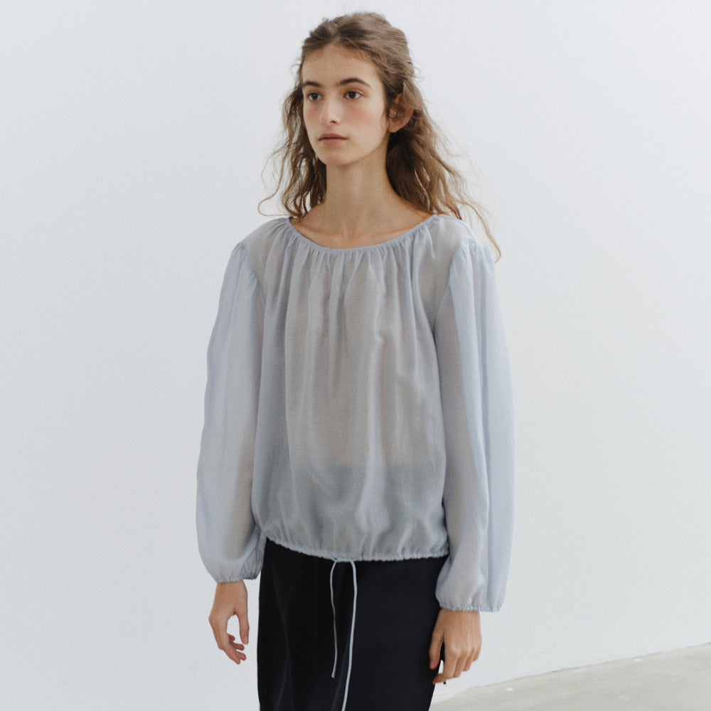 URAGO Sheer shirring blouse_2colors