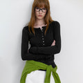 ATELIER NAIN BOATNECK BUTTON UP SLIM T (T-7257)