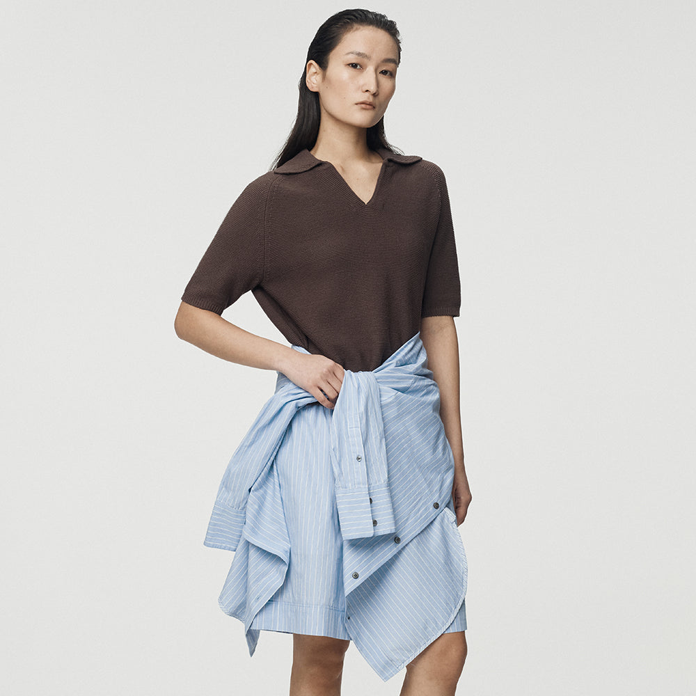 UMARMUNG Striped Cotton Poplin Shirts_Blue