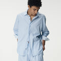 UMARMUNG Striped Cotton Poplin Shirts_Blue