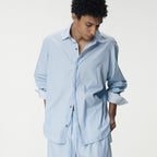 UMARMUNG Striped Cotton Poplin Shirts_Blue