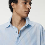 UMARMUNG Striped Cotton Poplin Shirts_Blue