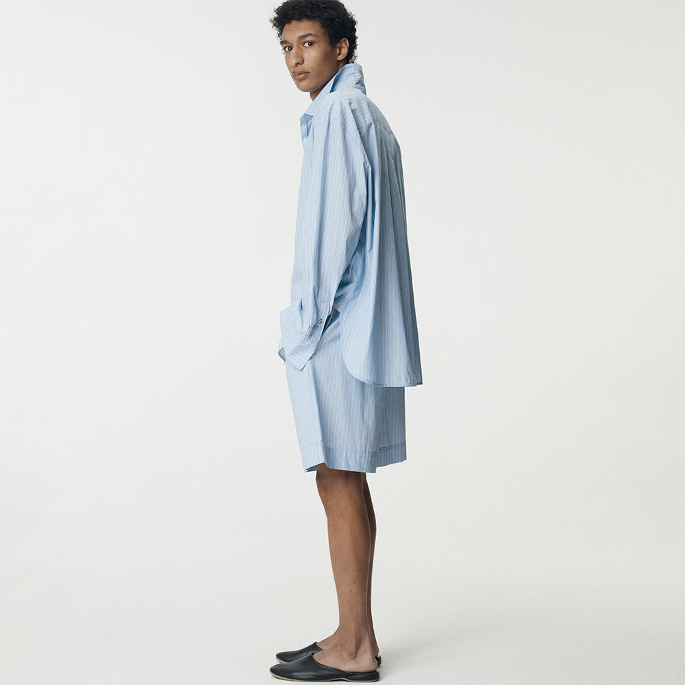 UMARMUNG Striped Cotton Poplin Shirts_Blue