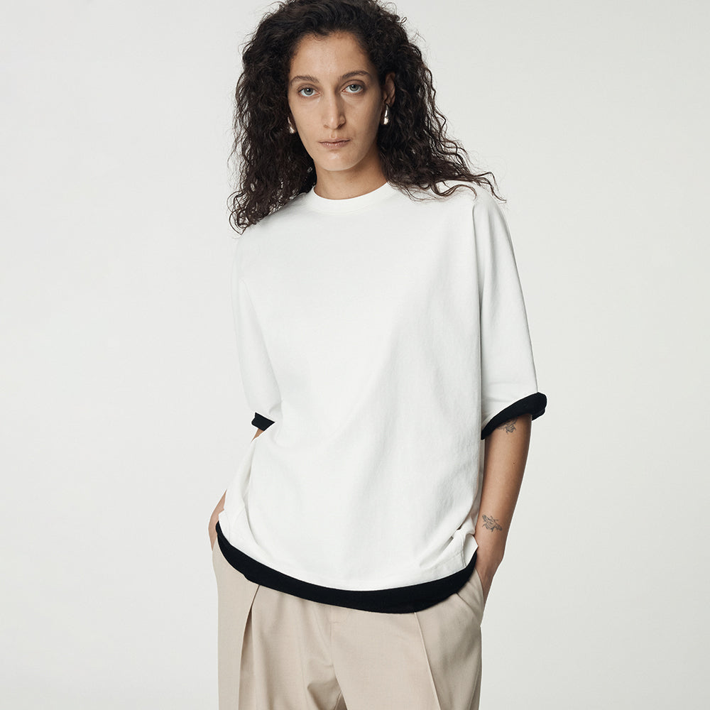 UMARMUNG Dolman Sleeve Oversized T Shirts_White