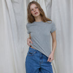 LONQUE ESSENTIEL SLIM SPAN HALF SLEEVE T-SHIRT (MELANGE GRAY)
