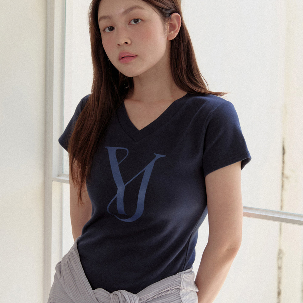 Yuje [NEW COLOR] LOGO V NECK TOP (5color,2size)