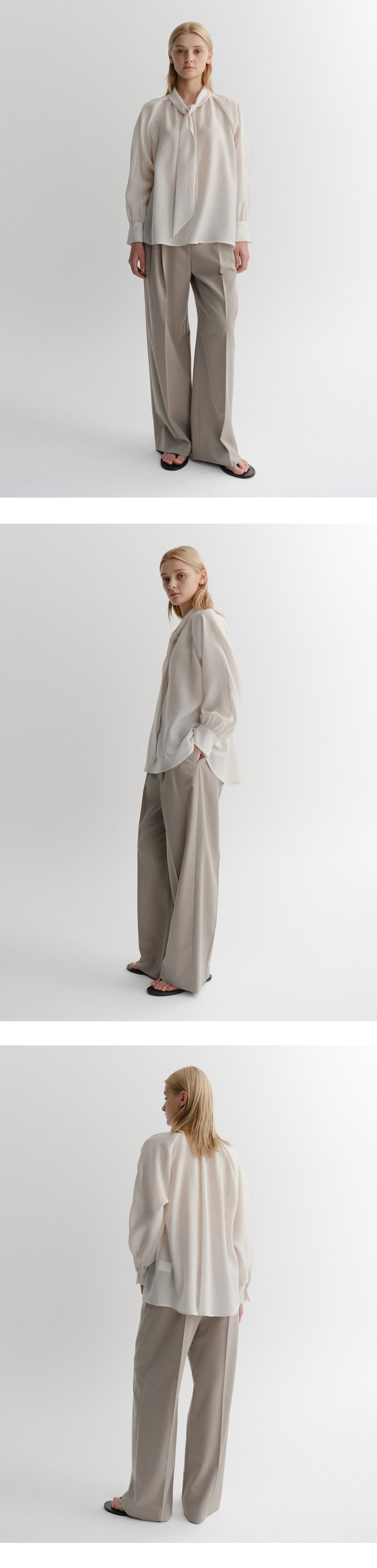 EAAH TIE SHIRRING BLOUSE (IVORY)