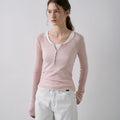 LAMEREI [5th ​​reorder]Button U-Neck T-Shirt[LMBFSPTT613]-4color