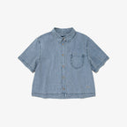 Lee Women's Cropped Denim Short Sleeve Shirt Indigo Light