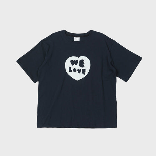 OOOWL 30S T SHIRT FILLED HEART NAVY