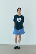 OOOWL 30S T SHIRT FILLED HEART NAVY