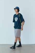 OOOWL 30S T SHIRT FILLED HEART NAVY
