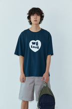 OOOWL 30S T SHIRT FILLED HEART NAVY