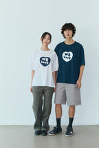 OOOWL 30S T SHIRT FILLED HEART NAVY
