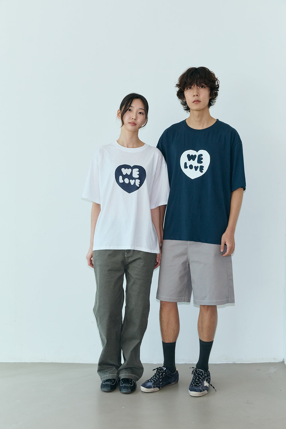 OOOWL 30S T SHIRT FILLED HEART NAVY