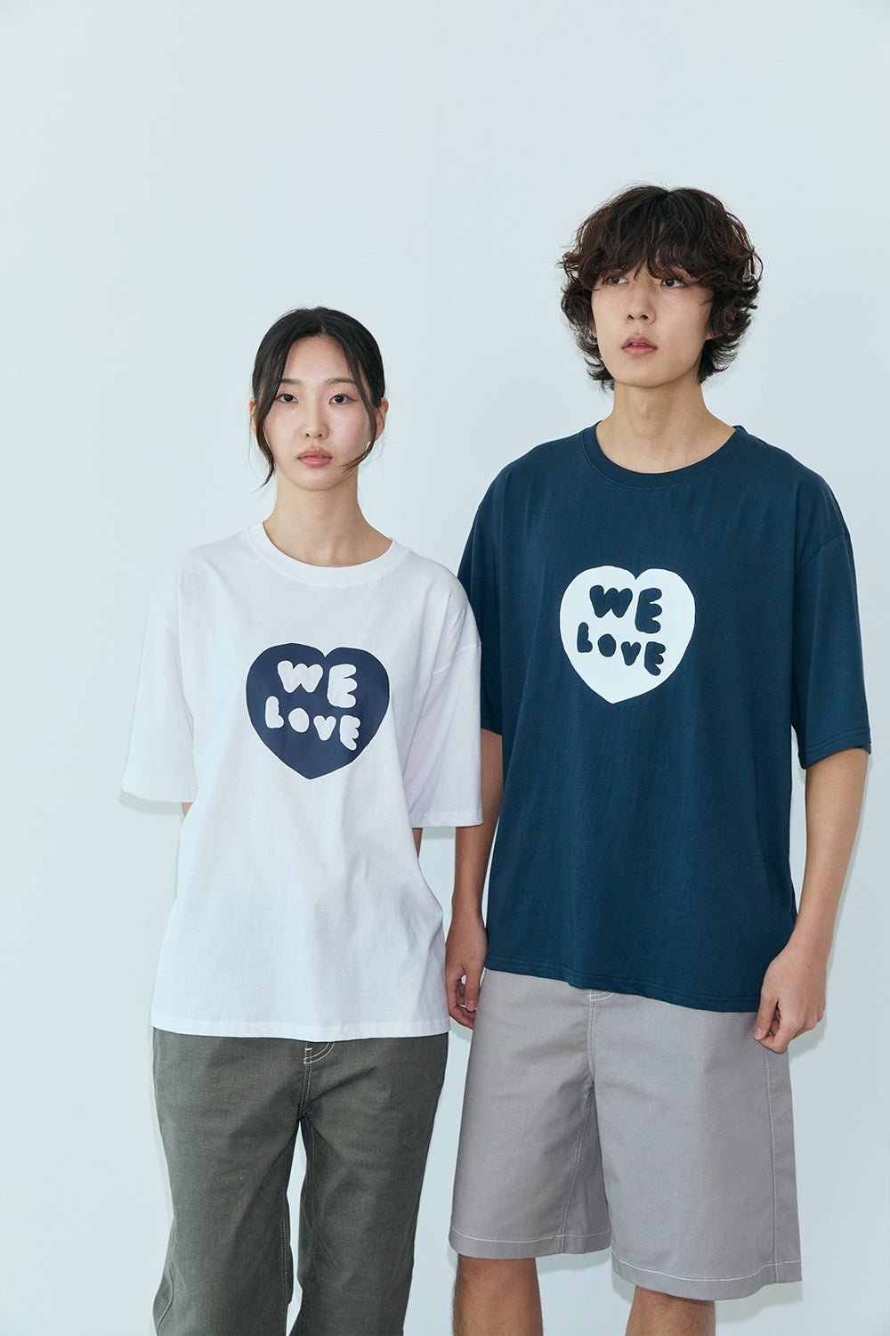 OOOWL 30S T SHIRT FILLED HEART NAVY