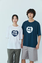 OOOWL 30S T SHIRT FILLED HEART NAVY